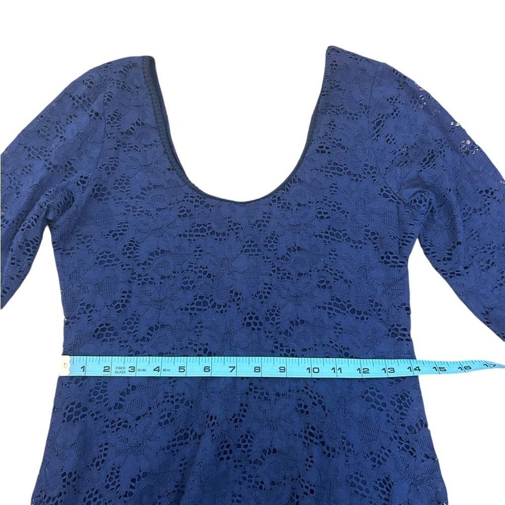 Revolve Free People Navy Katya 3/4 Sleeve Lace Overlay Minidress Womens Sz Med - Picture 10 of 11
